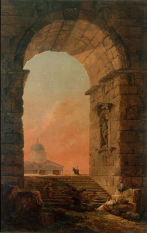 Landscape with an Arch and The Dome of Saint Peter Church in Rome